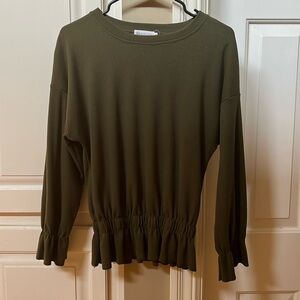 Army green peplum top